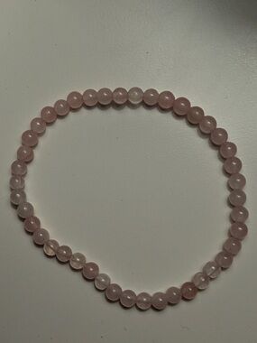 Rose Quartz Beaded Stretch Bracelet - Pink